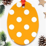 Polka Dots - White on Dark Tangerine Orange Oval Ornament (Two Sides)