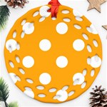 Polka Dots - White on Dark Tangerine Orange Ornament (Round Filigree)