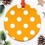 Polka Dots - White on Dark Tangerine Orange Ornament (Round)
