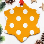 Polka Dots - White on Dark Tangerine Orange Snowflake Ornament (Two Sides)