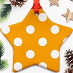 Polka Dots - White on Dark Tangerine Orange Star Ornament (Two Sides)
