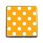Polka Dots - White on Dark Tangerine Orange Memory Card Reader (Square)