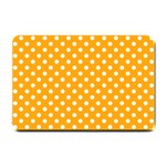 Polka Dots - White on Dark Tangerine Orange Small Doormat