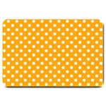 Polka Dots - White on Dark Tangerine Orange Large Doormat
