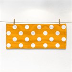 Polka Dots - White on Dark Tangerine Orange Hand Towel