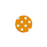 Polka Dots - White on Dark Tangerine Orange 1  Mini Button