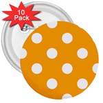 Polka Dots - White on Dark Tangerine Orange 3  Button (10 pack)