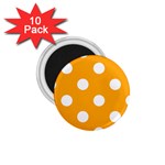 Polka Dots - White on Dark Tangerine Orange 1.75  Magnet (10 pack)