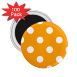 Polka Dots - White on Dark Tangerine Orange 2.25  Magnet (100 pack)