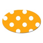 Polka Dots - White on Dark Tangerine Orange Magnet (Oval)