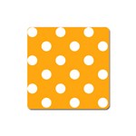 Polka Dots - White on Dark Tangerine Orange Magnet (Square)