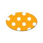 Polka Dots - White on Dark Tangerine Orange Sticker (Oval)