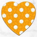 Polka Dots - White on Dark Tangerine Orange Jigsaw Puzzle (Heart)
