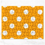 Polka Dots - White on Dark Tangerine Orange Jigsaw Puzzle (Rectangular)