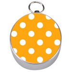 Polka Dots - White on Dark Tangerine Orange Silver Compass