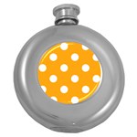 Polka Dots - White on Dark Tangerine Orange Hip Flask (5 oz)