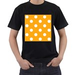 Polka Dots - White on Dark Tangerine Orange Men s T-Shirt (Black)