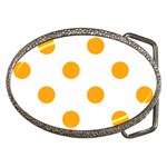 Polka Dots - Dark Tangerine Orange on White Belt Buckle