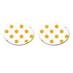 Polka Dots - Dark Tangerine Orange on White Cufflinks (Oval)