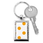 Polka Dots - Dark Tangerine Orange on White Key Chain (Rectangle)