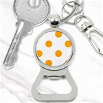Polka Dots - Dark Tangerine Orange on White Bottle Opener Key Chain