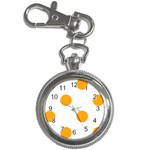 Polka Dots - Dark Tangerine Orange on White Key Chain Watch