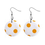 Polka Dots - Dark Tangerine Orange on White 1  Button Earrings