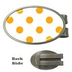 Polka Dots - Dark Tangerine Orange on White Money Clip (Oval)