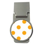Polka Dots - Dark Tangerine Orange on White Money Clip (Round)
