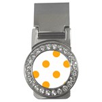 Polka Dots - Dark Tangerine Orange on White Money Clip (CZ)