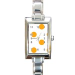 Polka Dots - Dark Tangerine Orange on White Rectangle Italian Charm Watch