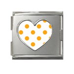 Polka Dots - Dark Tangerine Orange on White Mega Link Heart Italian Charm (18mm)