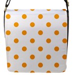 Polka Dots - Dark Tangerine Orange on White Flap Closure Messenger Bag (S)