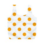 Polka Dots - Dark Tangerine Orange on White Full Print Recycle Bag (M)