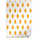 Polka Dots - Dark Tangerine Orange on White Canvas 12  x 18 