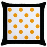 Polka Dots - Dark Tangerine Orange on White Throw Pillow Case (Black)