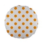 Polka Dots - Dark Tangerine Orange on White Standard 15  Premium Round Cushion