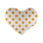 Polka Dots - Dark Tangerine Orange on White Standard 16  Premium Flano Heart Shape Cushion