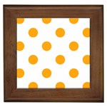 Polka Dots - Dark Tangerine Orange on White Framed Tile