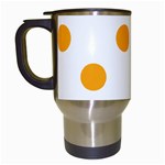Polka Dots - Dark Tangerine Orange on White Travel Mug (White)