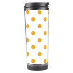 Polka Dots - Dark Tangerine Orange on White Travel Tumbler