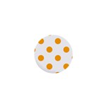 Polka Dots - Dark Tangerine Orange on White 1  Mini Button