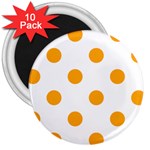 Polka Dots - Dark Tangerine Orange on White 3  Magnet (10 pack)