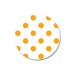 Polka Dots - Dark Tangerine Orange on White Magnet 3  (Round)