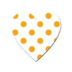 Polka Dots - Dark Tangerine Orange on White Magnet (Heart)