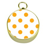 Polka Dots - Dark Tangerine Orange on White Gold Compass