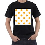 Polka Dots - Dark Tangerine Orange on White Men s T-Shirt (Black)