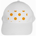 Polka Dots - Dark Tangerine Orange on White White Cap