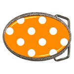Polka Dots - White on Dark Orange Belt Buckle