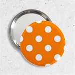 Polka Dots - White on Dark Orange 2.25  Handbag Mirror